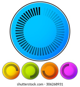 Circular preloader, buffer shapes. Colorful progress indicator icon set with four steps, phases. Rotating circle shapes. Vector.