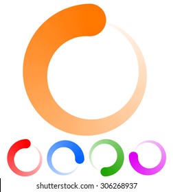 Circular preloader, buffer shapes. Colorful progress indicator icon set with four steps, phases. Rotating circle shapes. Vector.