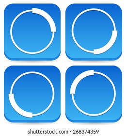 Circular preloader, buffer shapes, symbols. 4 step progress indicators.
