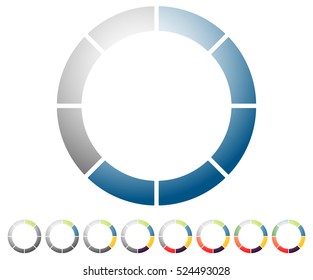 Circular preloader, progress indicator icon w/ 8 steps. Buffer symbol.