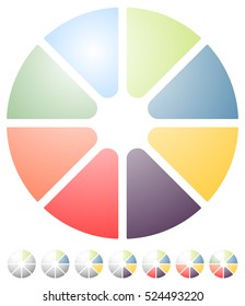 Circular preloader, progress indicator icon w/ 8 steps. Buffer symbol.