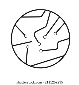 Eine kreisförmige Leiterplatte (pcb) . Technologische Illustration - Vektorgrafik, Symbol 