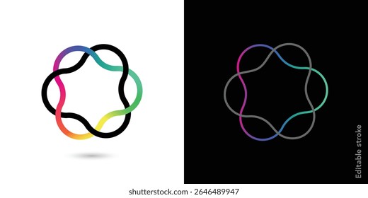 circular process cycle rotation movement dynamic structure automation solution abstract vector logo icon symbol 