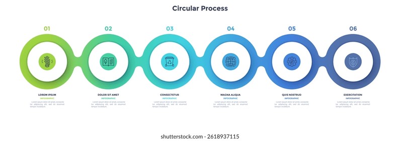 Circular process diagram for business, marketing. Flow chart infographic template layout visualization for web design, presentation. Ecology vector illustration