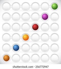 Circular Process Flow Chart element. Color Coded Steps, Phase, Progress Indicators.