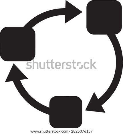 Circular process flow icon with three connected nodes circular infographic business management workflow development strategy connection rotation sequence operation administration planning