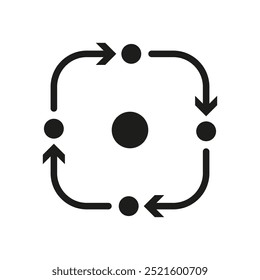 Circular process icon. Arrow rotation symbol. Abstract cycle flow. Vector graphic element.