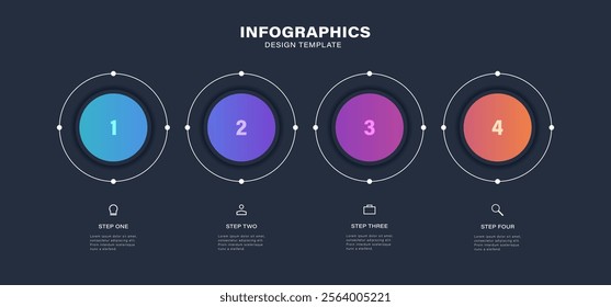 Circular process infographic chart design. Business analytics infochart with thin line icons.