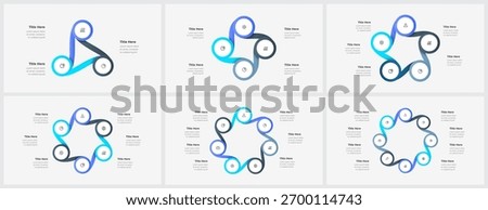 Circular Process Infographic Diagram Set. 3 to 8 Step Gradient Looped Cycle Templates for Business Presentation