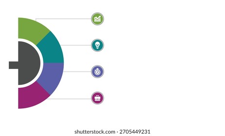 Circular Process Infographic with Four Colorful Steps and Business Icons on White