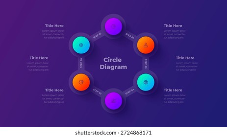 Kreisprozess-Infografik mit sechs Schritten für die Geschäftsstrategie