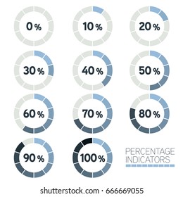 Circular Progress Bar - Ten Percentage Indicators Vector Set