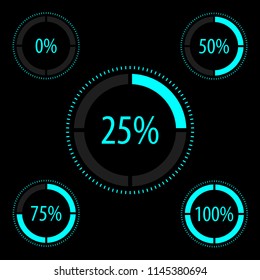 Circular progress icon set. Vector illustration.