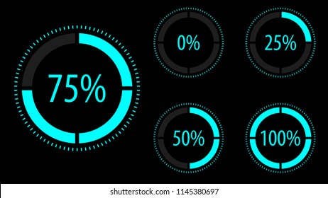 Circular progress icon set. Vector illustration.