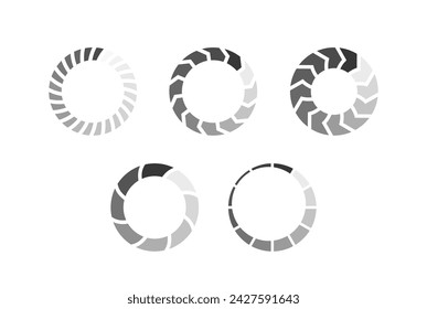 Circular Progress Icons Symbolize Process Of Loading, Downloading, Or Uploading Data In Digital Interface Indication