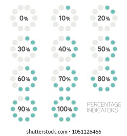 Circular Progress. Ten percentage indicators Vector set