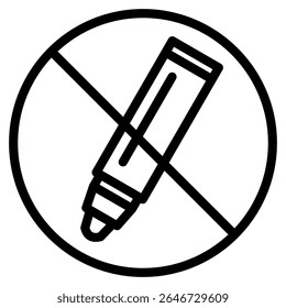 A circular prohibition sign crossed out with a marker inside indicates a restriction or ban; great for warnings and safety messaging.