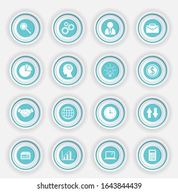 The circular push button icon is used to design a website or presentation for an infographic.