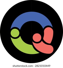 Circular Q-Shape Logo with Multicolor Segments