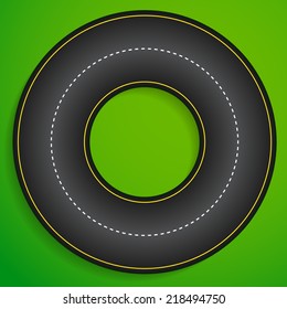 Circular racetrack from above. Karting, racing, track, driving, traffic, transportation concept