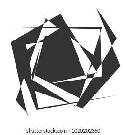 Circular, radial abstract element on white. Radiating shape with distortion