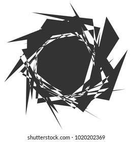 Circular, radial abstract element on white. Radiating shape with distortion