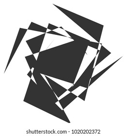 Circular, radial abstract element on white. Radiating shape with distortion