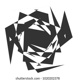 Circular, radial abstract element on white. Radiating shape with distortion