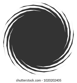 Circular, radial abstract element on white. Radiating shape with distortion