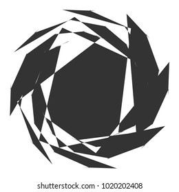 Circular, radial abstract element on white. Radiating shape with distortion
