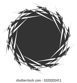 Circular, radial abstract element on white. Radiating shape with distortion