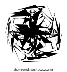 Circular, radial abstract element on white. Radiating shape with distortion