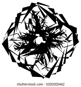 Circular, radial abstract element on white. Radiating shape with distortion