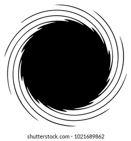 Circular, radial abstract element on white. Radiating shape with distortion