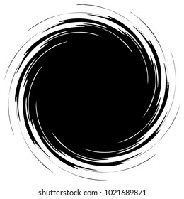 Circular, radial abstract element on white. Radiating shape with distortion