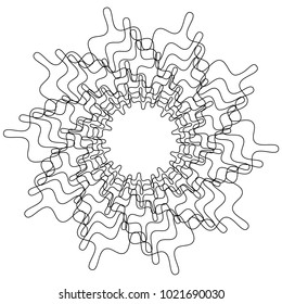Circular, radial abstract element on white. Radiating shape with distortion