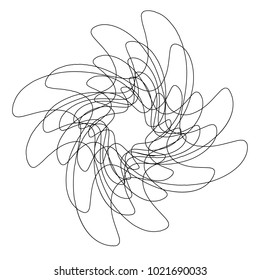 Circular, radial abstract element on white. Radiating shape with distortion
