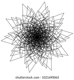 Circular, radial abstract element on white. Radiating shape with distortion