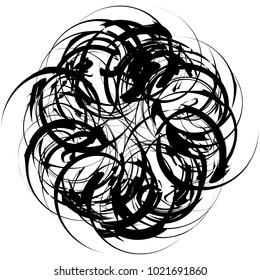Circular, radial abstract element on white. Radiating shape with distortion