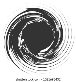 Circular, radial abstract element on white. Radiating shape with distortion