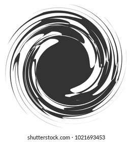 Circular, radial abstract element on white. Radiating shape with distortion