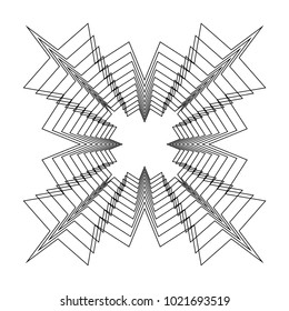 Circular, radial abstract element on white. Radiating shape with distortion