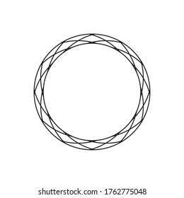Circular, radial abstract geometric frame. Black and white radial vector frame.
