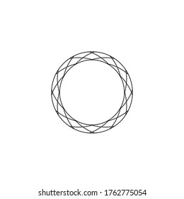 Circular, radial abstract geometric frame. Black and white radial vector frame.