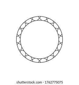 Circular, radial abstract geometric frame. Black and white radial vector frame.