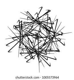 Circular, radial abstract geometric motiff. Black and white radial abstract shape