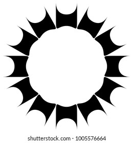 Circular, radial abstract geometric motiff. Black and white radial abstract shape