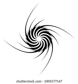 Circular, radial abstract geometric motiff. Black and white radial abstract shape