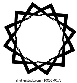 Circular, radial abstract geometric motiff. Black and white radial abstract shape
