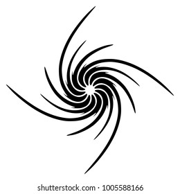 Circular, radial abstract geometric motiff. Black and white radial abstract shape